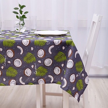 "Скатерть рогожка 145х145 ""Радушная хозяйка"" Кокосы серый"