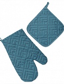 Ромбы синий Набор для кухни 2 предмета (рукавичка-прихватка, прихватка)