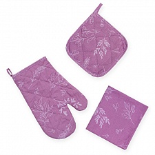 Ботаника сирень набор для кухни 3 предмета (рукавичка-прихватка, прихватка, декор.полотенце)