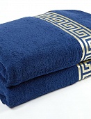 Полотенце-простыня пляжное махровое Греческий бордюр жаккард Gala 220*200 темно-синий