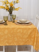 "Скатерть рогожка 145х145 ""Радушная хозяйка"" Ботаника охра"